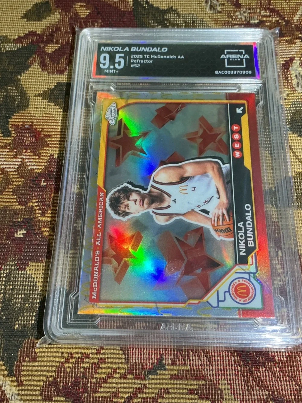Nikola Bundalo 2025 TC McDonalds basketball AA #52 Refractor Graded Arena 9.5